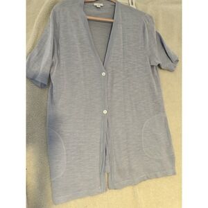 J Jill Short Sleeve Lightweight Tunic Shirt  Pockets Button Front Short Sleeve